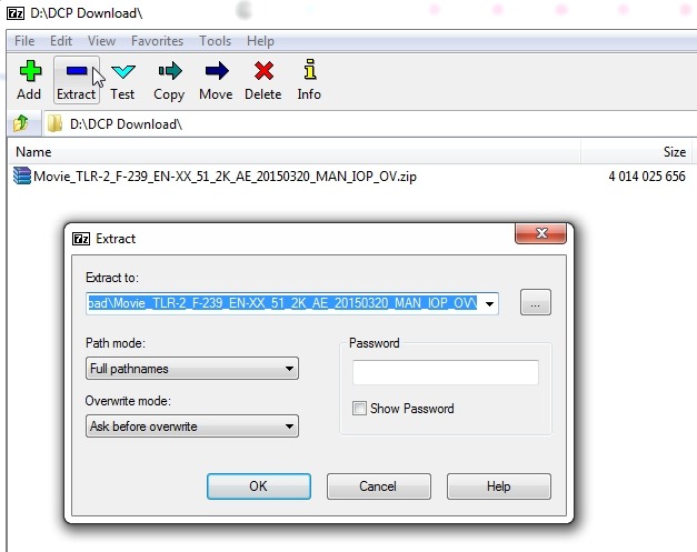 Extract your zipped DCP with 7-Zip